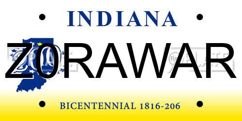 Z0RAWAR Indiana License Plate