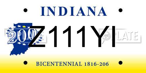 Z111YI Indiana License Plate