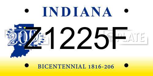 Z1225F Indiana License Plate
