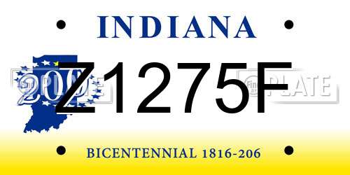 Z1275F Indiana License Plate