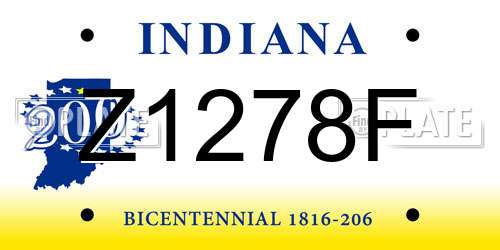 Z1278F Indiana License Plate