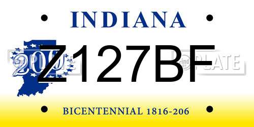 Z127BF Indiana License Plate