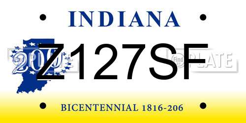 Z127SF Indiana License Plate