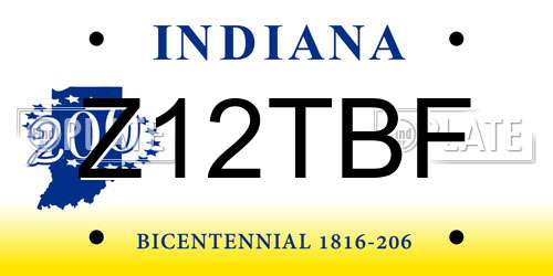 Z12TBF Indiana License Plate