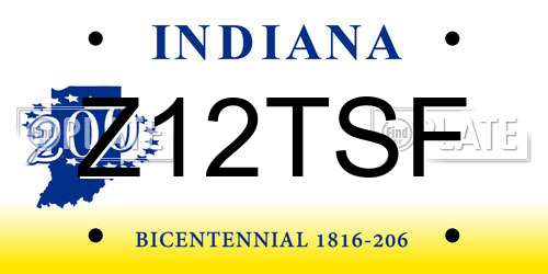 Z12TSF Indiana License Plate