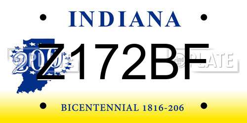Z172BF Indiana License Plate
