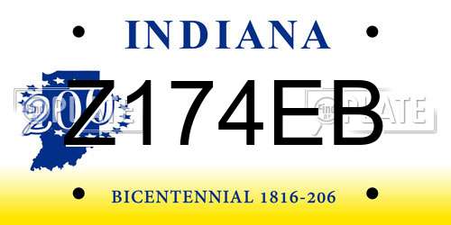 Z174EB Indiana License Plate