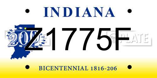 Z1775F Indiana License Plate