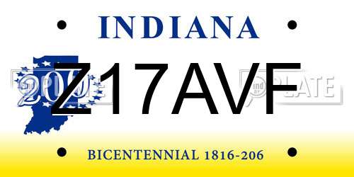 Z17AVF Indiana License Plate