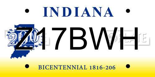 Z17BWH Indiana License Plate