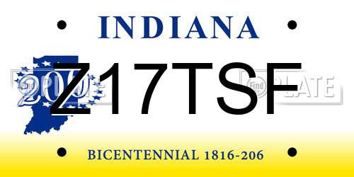 Z17TSF Indiana License Plate