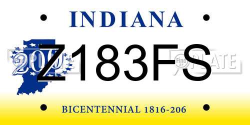 Z183FS Indiana License Plate