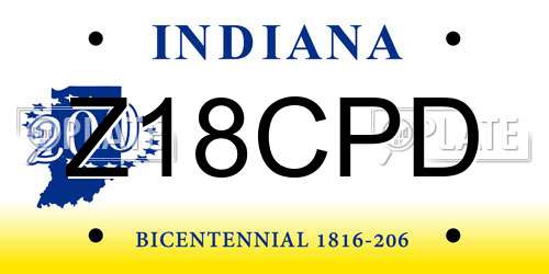 Z18CPD Indiana License Plate