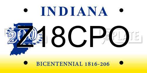 Z18CPO Indiana License Plate