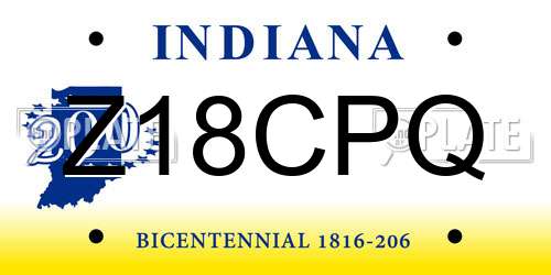 Z18CPQ Indiana License Plate