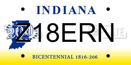 Z18ERN Indiana License Plate