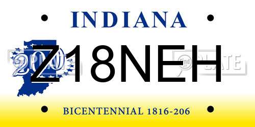 Z18NEH Indiana License Plate