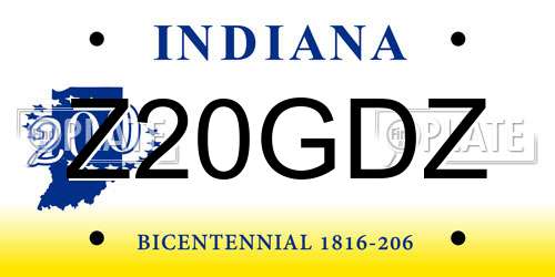 Z20GDZ Indiana License Plate