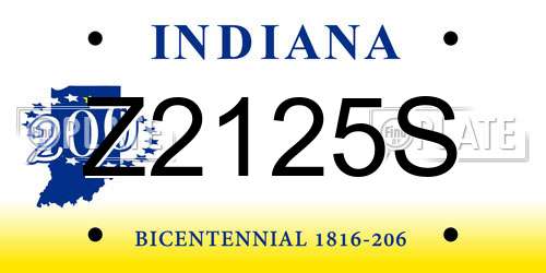 Z2125S Indiana License Plate
