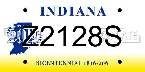 Z2128S Indiana License Plate