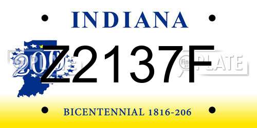 Z2137F Indiana License Plate