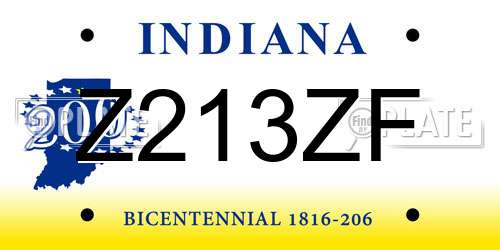 Z213ZF Indiana License Plate