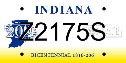 Z2175S Indiana License Plate