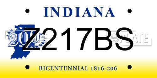 Z217BS Indiana License Plate