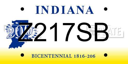 Z217SB Indiana License Plate