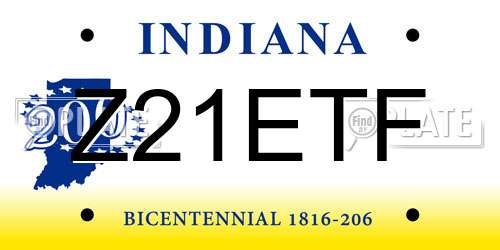 Z21ETF Indiana License Plate