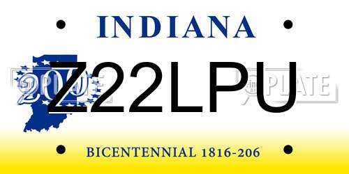 Z22LPU Indiana License Plate