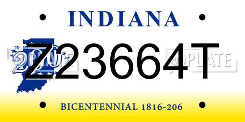 Z23664T Indiana License Plate