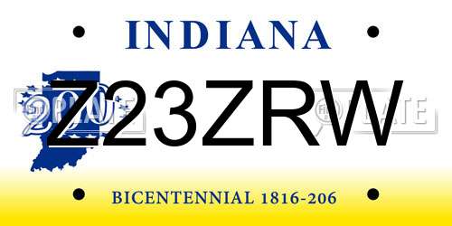Z23ZRW Indiana License Plate