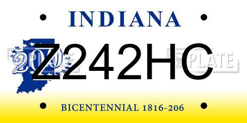 Z242HC Indiana License Plate