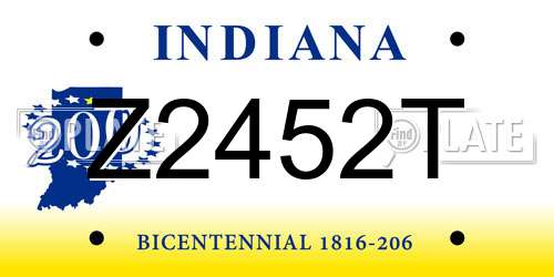 Z2452T Indiana License Plate