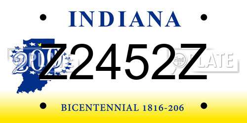 Z2452Z Indiana License Plate
