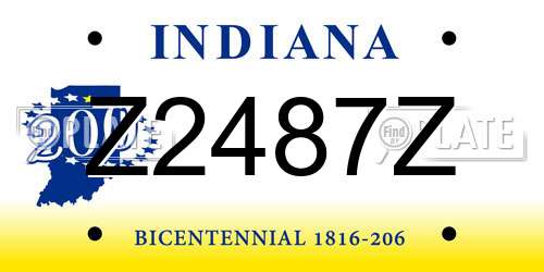 Z2487Z Indiana License Plate