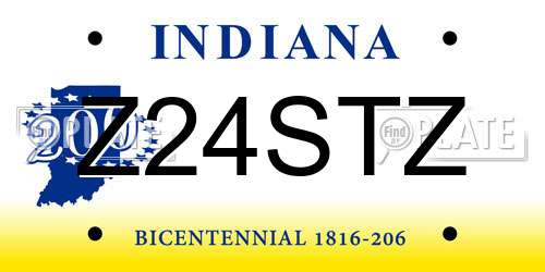 Z24STZ Indiana License Plate