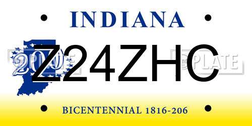 Z24ZHC Indiana License Plate