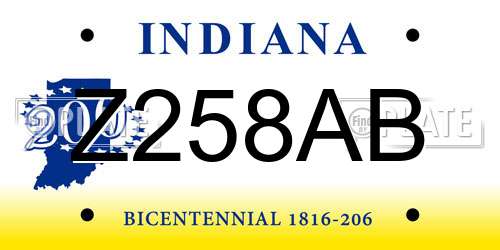 Z258AB Indiana License Plate