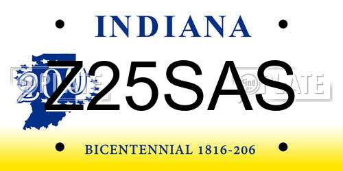 Z25SAS Indiana License Plate