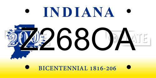 Z268OA Indiana License Plate