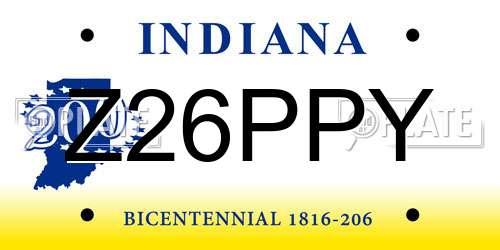 Z26PPY Indiana License Plate