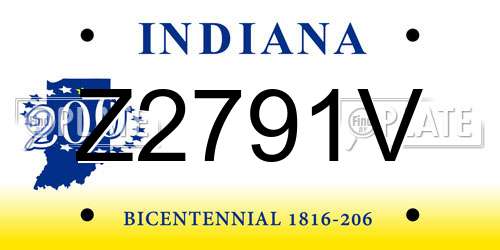Z2791V Indiana License Plate