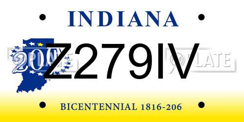 Z279IV Indiana License Plate