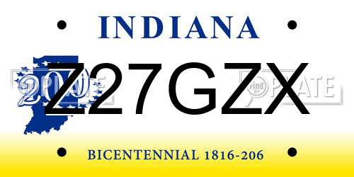 Z27GZX Indiana License Plate