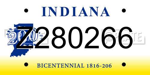 Z280266 Indiana License Plate