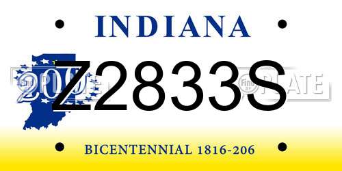 Z2833S Indiana License Plate