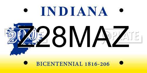 Z28MAZ Indiana License Plate