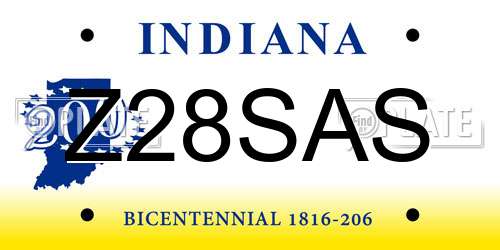 Z28SAS Indiana License Plate